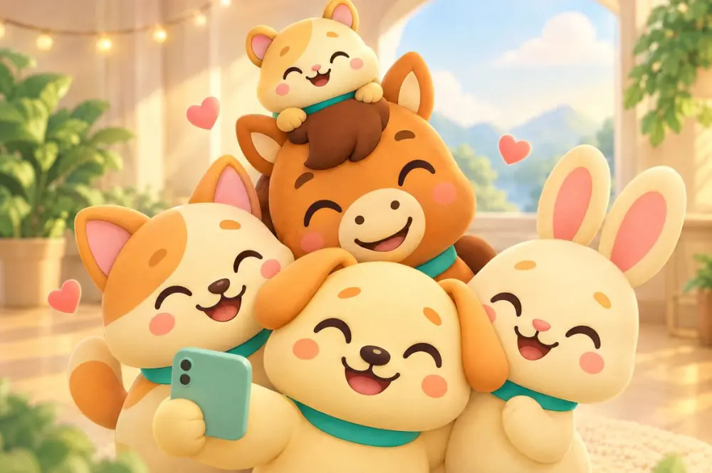 The VirtuPet pets taking a selfie together