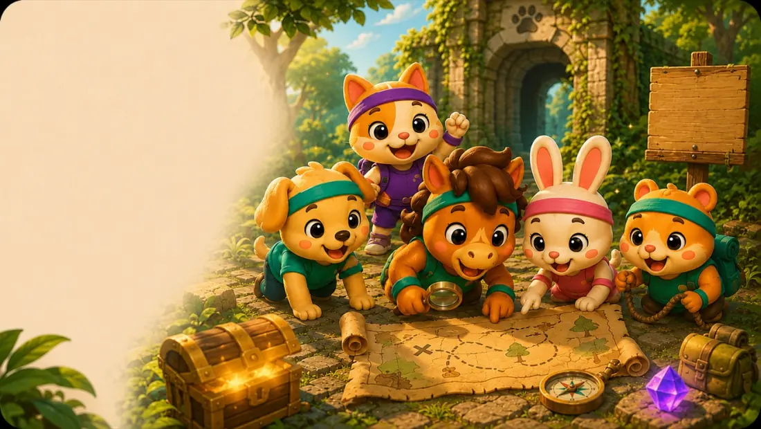 The VirtuPet pets on a treasure hunt
